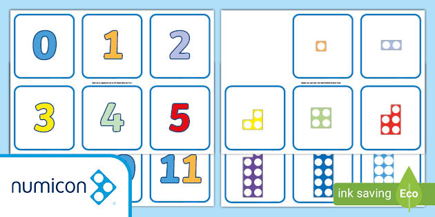 Numicon Shapes and Numerals Matching Cards - EYFS